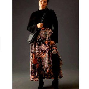 Anthropologie Maeve 1X NWT Ruffled Wrap Maxi Skirt Floral Ruffle Plus Size New